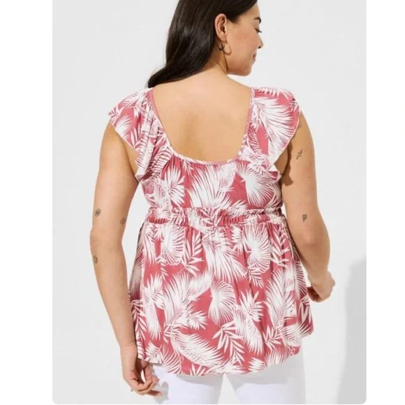 NWT Torrid plus size 3 Super Soft Square Neck Cinched Waist Babydoll Tank pink - Picture 3 of 5